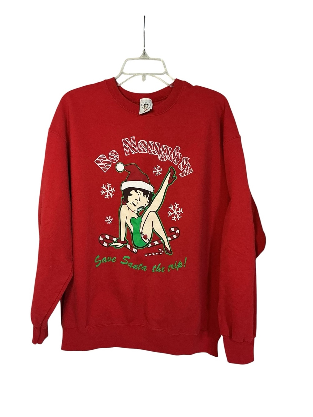 Betty Boop Red Crewneck Sweatshirt with Christmas graphic